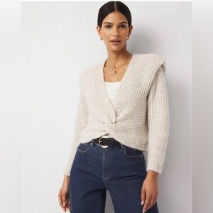 White House Black Market Cream V-Neck Sweater